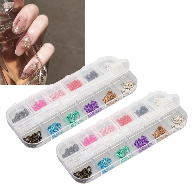 Cadenas de Unas, Adornos de la Cadena de Unas de Metal Deslumbrante Cantidad Múltiples Tamaños Portátiles para Spa para Salón de Belleza para Manicurista