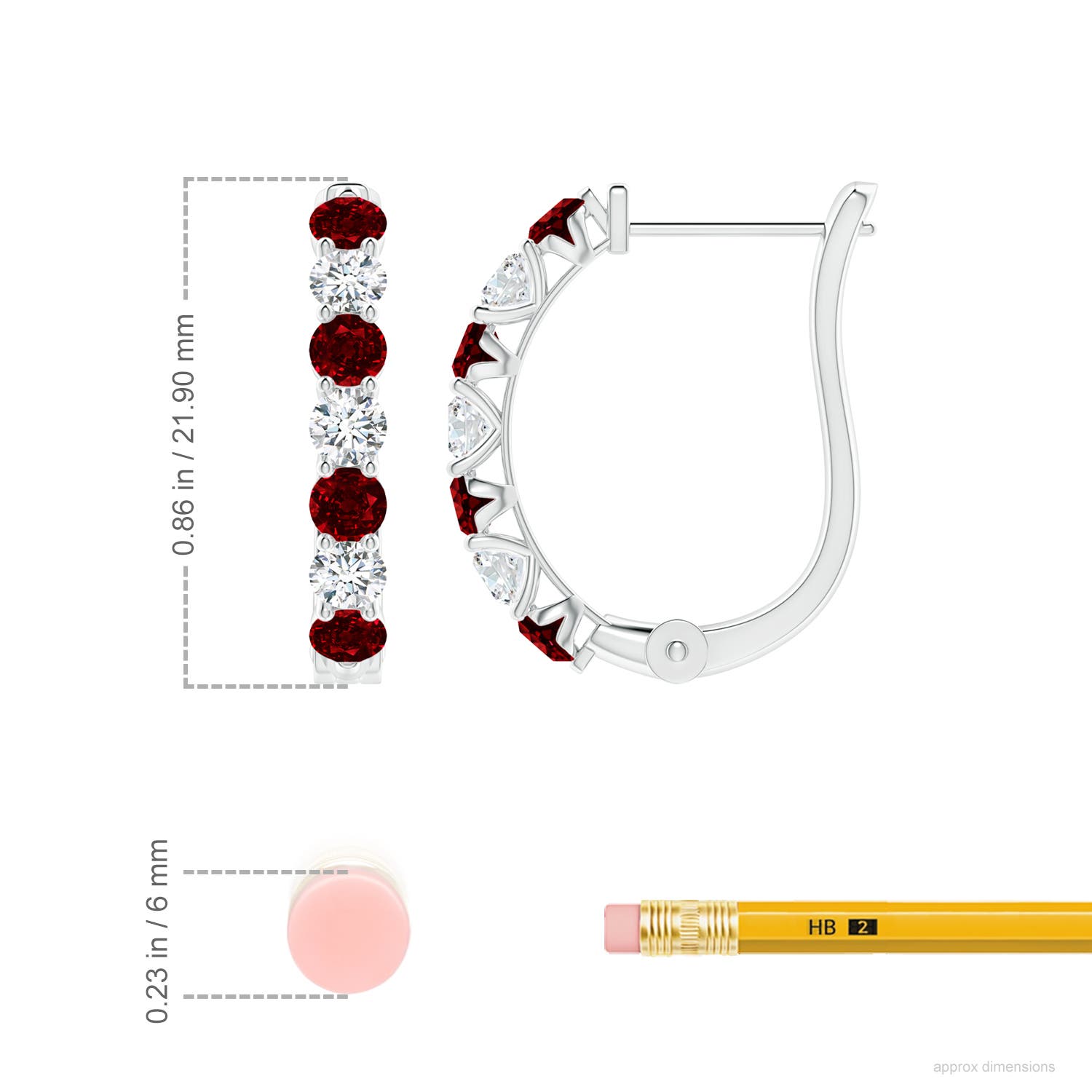 Angara Natural 1.2 ct Ruby and Diamond Huggie Hoop Earrings in Platinum for Women – July Birthstone Jewelry | Prong-Set Ruby Hoop Earrings
