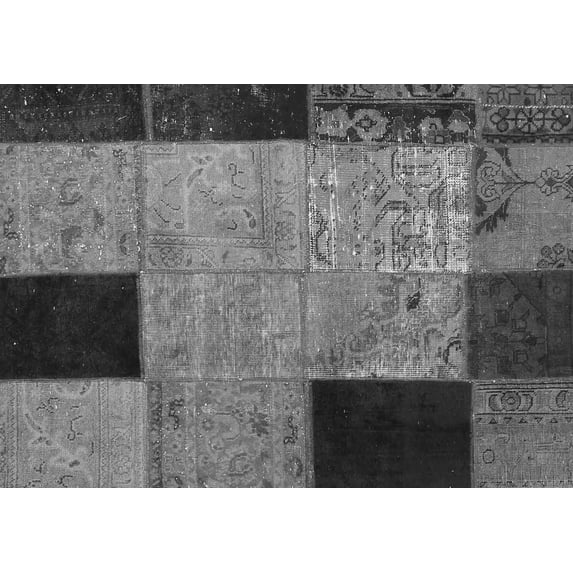 Ahgly Company Indoor Rectangle Patchwork Gray Transitional Area Rugs, 2' x 4'