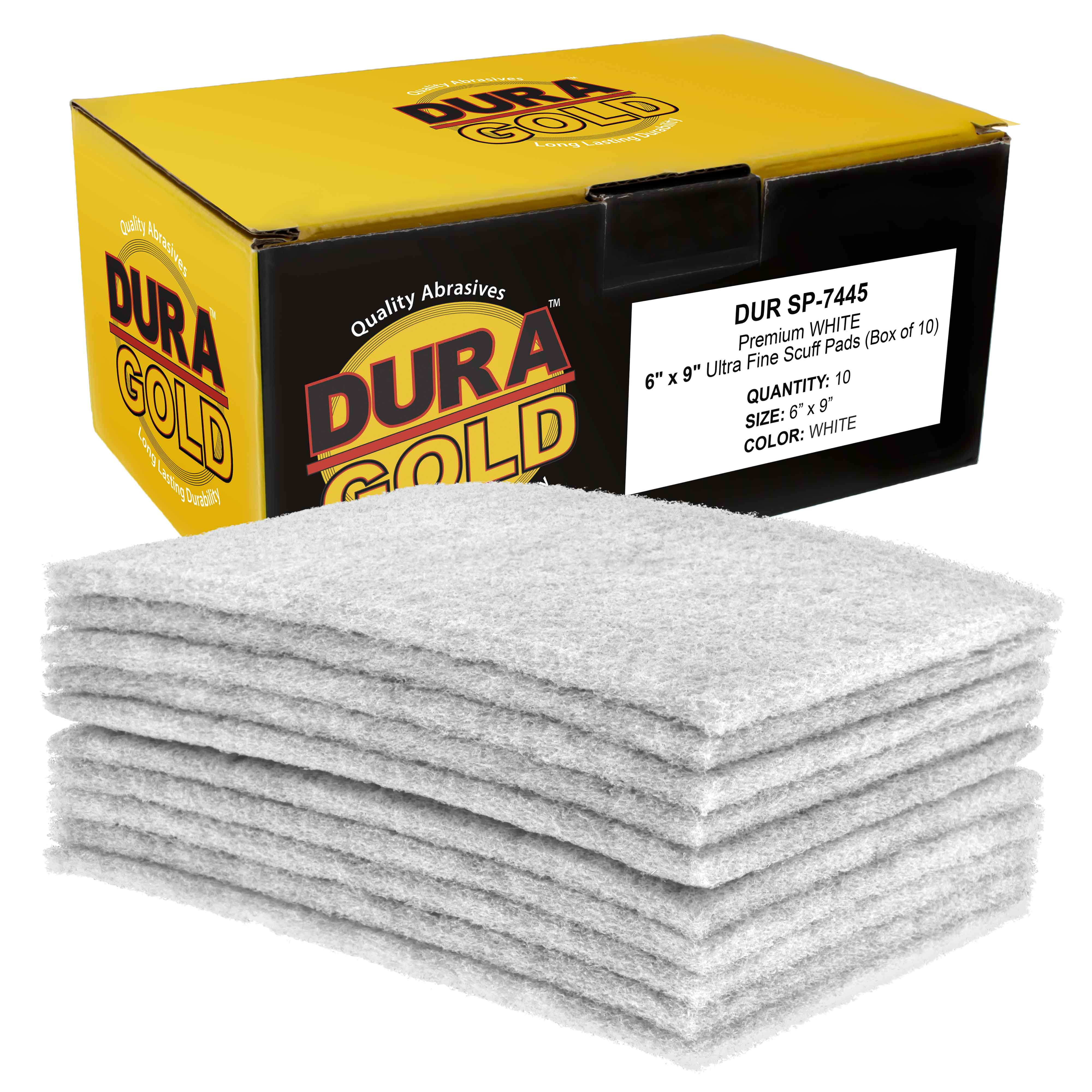 DuraGold Premium 6" x 9" White Light Duty Scuff Pads, Box of 10