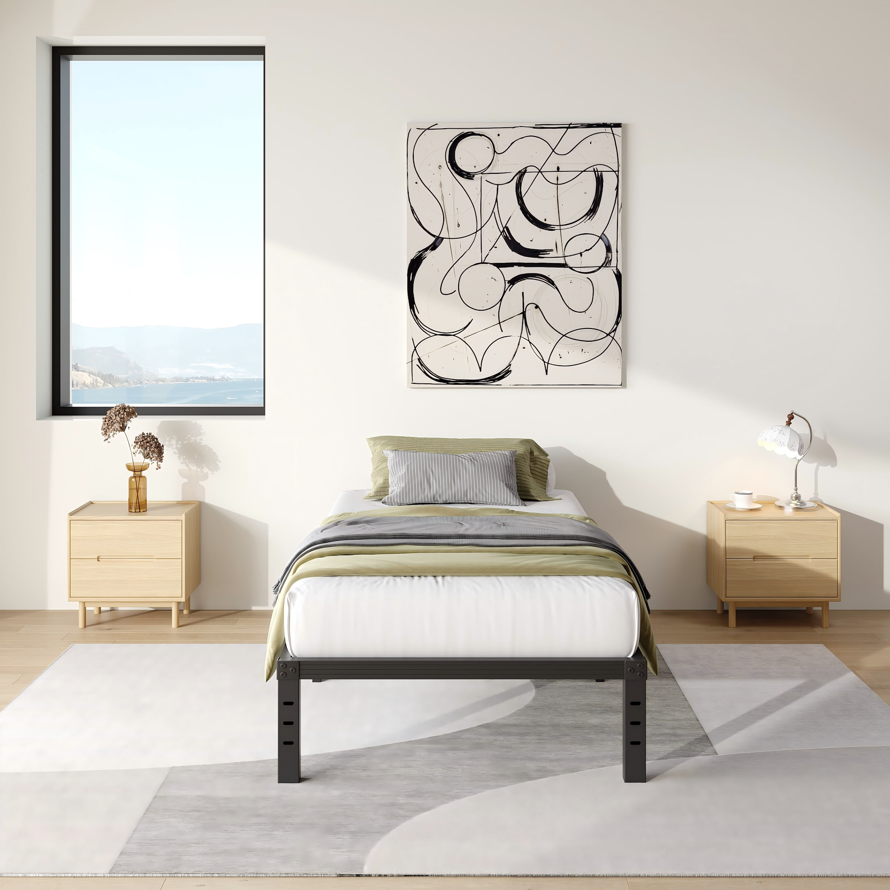 COMASACH 14 inch King Bed Frame, Easy Assembly, No Box Spring