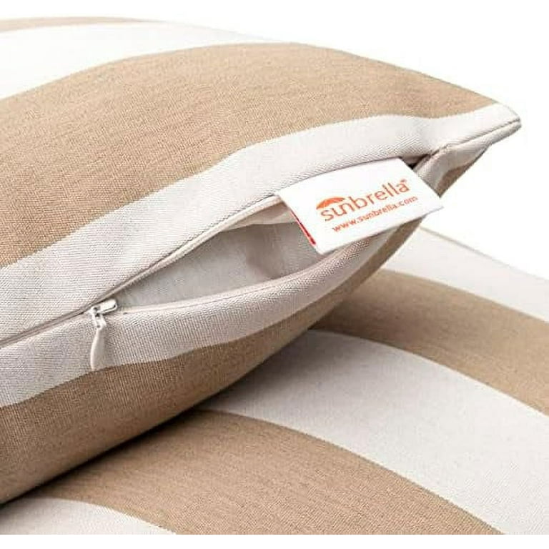 Sunbrella Maxim Heather Beige Cabana Stripe, Zippered