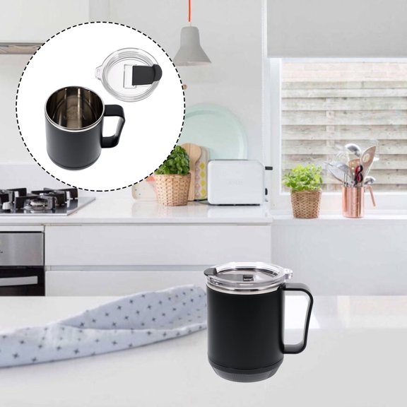 SOPOTUTU Black Stainless Steel Coffee Mug with Lid Leak Proof Portable