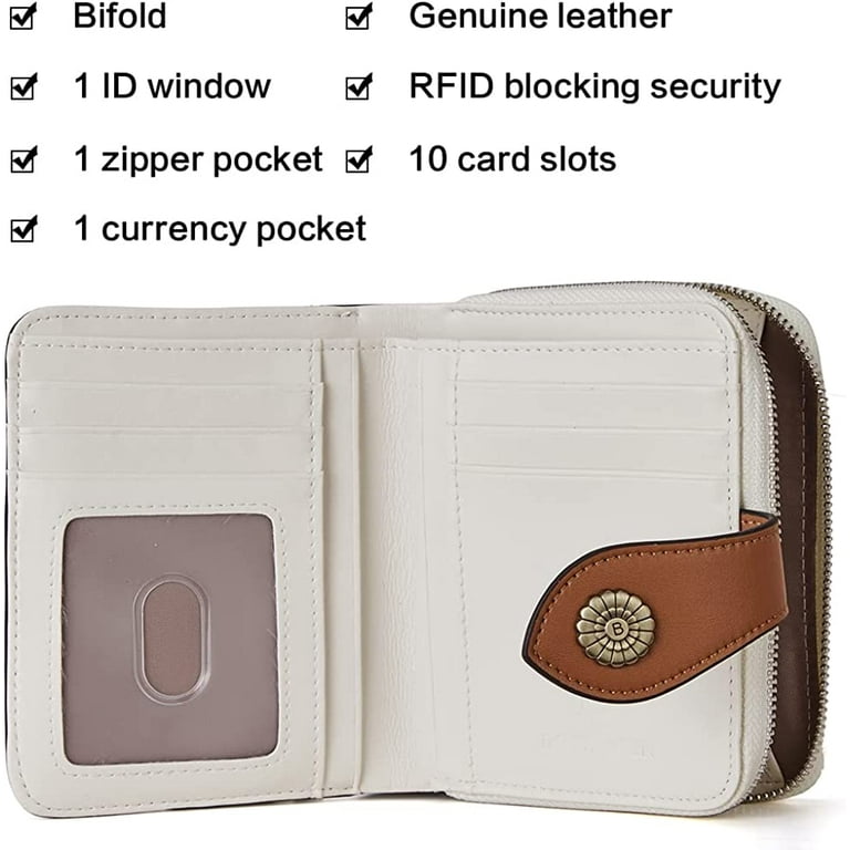 BOSTANTEN Women Leather Wallet RFID Blocking Small Bifold Zipper