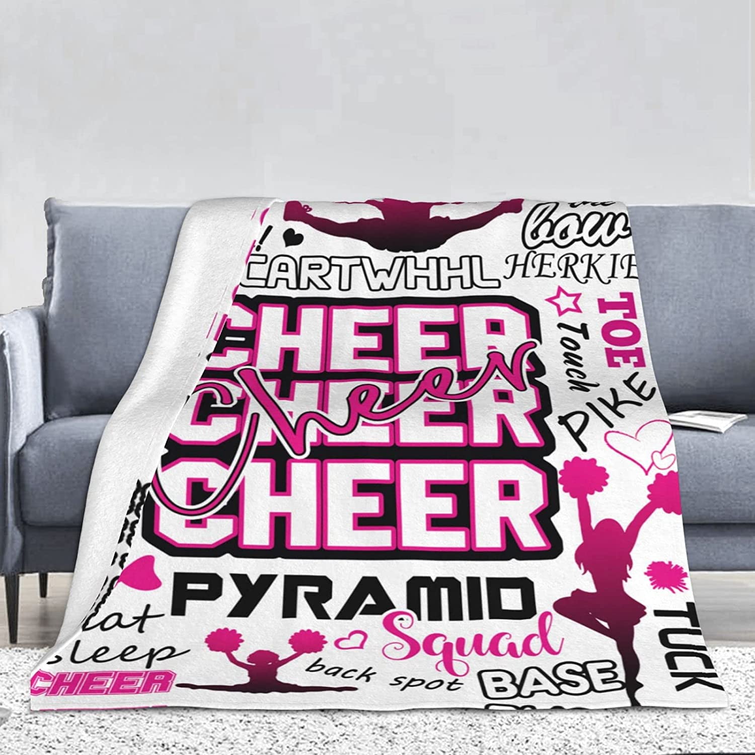 Cheerleader''s Blanket Cheerleading Gifts Throw Blanket Ultra-Soft Comfortable Cheer''s Flannel Blankets for Girls Teens Kids Bed Sofa Couch All Season Cozy Blanket Birthday Gifts