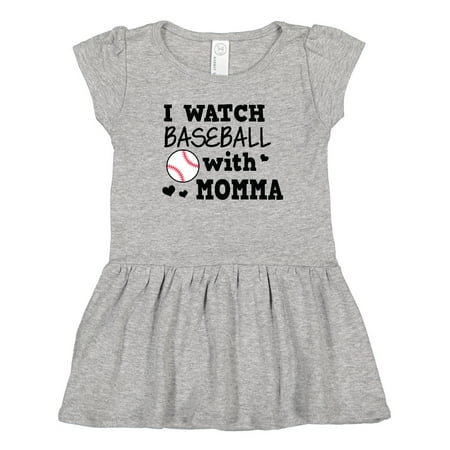 

Inktastic I Watch Baseball with My Momma Gift Toddler Girl Dress