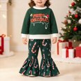 thumbnail image 2 of KPOPLK Toddler Baby Girl Clothes 3 6 9 12 18 24 Months 2t 3t Christmas Print Sweatshirt + Flare Pants Outfit Set,Size 6-12 Months, 2 of 9