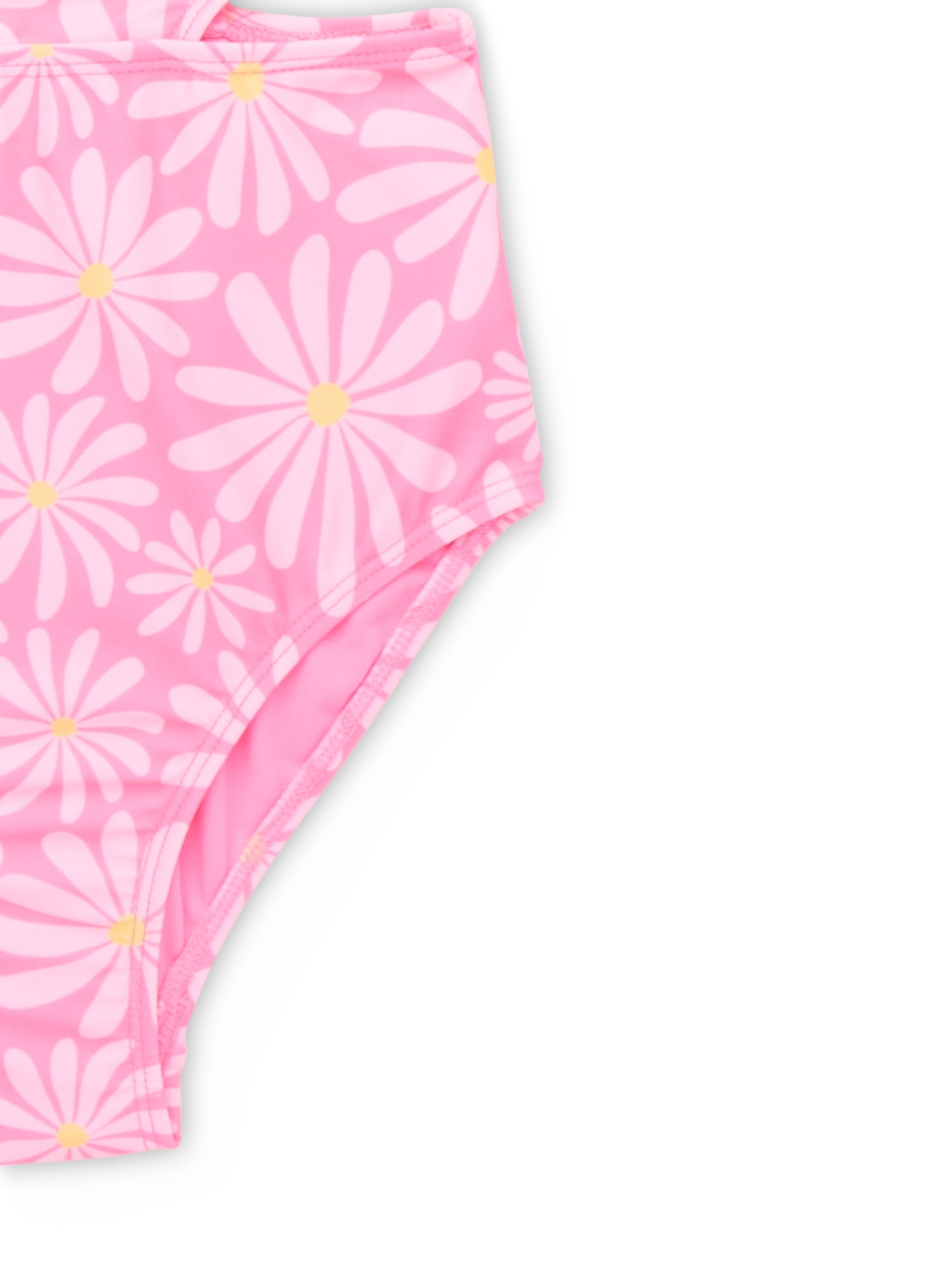 Wonder Nation Girls Monokini Swimsuit with Flutter Straps and UPF 50, 1-Piece, Sizes 4-18 & Plus