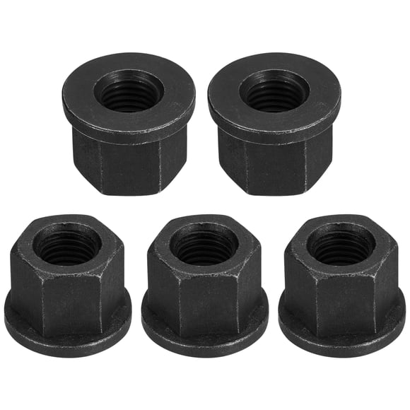Unique Bargains M16 Flange Hex Lock Nuts, 5 Pack Grade 10.9 Carbon Steel Black Oxide Finished Hex Flange Nuts for Machinery
