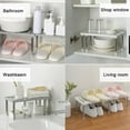thumbnail image 4 of Expandable Cabinet Organizer Shelf, Kitchen Cupboard Organizer, Free Standing Spice Rack, Retractable Storage Racks for Bathroom, Countertop, Pantry (White), 4 of 7