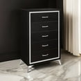 thumbnail image 4 of Benjara Sami 49 Inch Tall Dresser, 5 Drawers, Mirror Trim, Embossed Texture, Black, 4 of 6