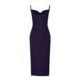 thumbnail image 4 of Women Ruched Bodycon Maxi Dress Summer Sleeveless Sexy V Neck Backless Cami Dress Side High Split Solid Long Party Dress, 4 of 7