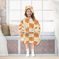 thumbnail image 7 of FORMRS Wearable Blanket Hoodie with Sleeves for Kids Cozy Flannel Sweatshirt, Orange Checkered Pattern, 7 of 7