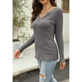 thumbnail image 5 of Sherrylily Women Waffle Knit Henley Tops Casual Long Sleeve V Neck Pullover XS-XL, 5 of 7