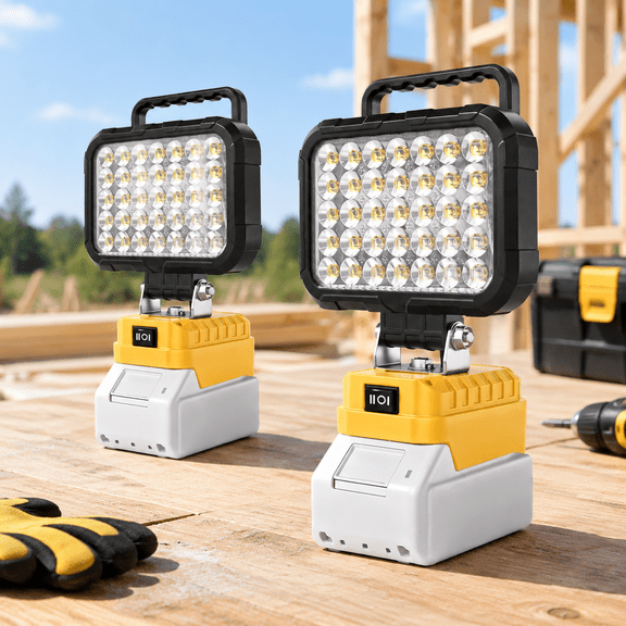 2 Pack 10000 Lumen Cordless LED Work Light, Compatible with Dewalt 20V Max, Portable Jobsite Flood Light