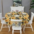 thumbnail image 2 of Black Polka Dot Sunflower Pattern Round Tablecloth 60"x60",Wrinkle Wipeable Table Cloth for Kitchen Dining Room Picnic Patio Party, 2 of 6
