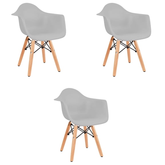 Juego de tres sillas Eames con descansabrazo para Niños y Niñas (GRIS)
