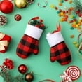 thumbnail image 6 of 10PCS Mini Christmas Mitten Stocking Red Buffalo Plaid Xmas Small Stockings with Plush Cuff Gift Treat Holder Bags Mini Hanging Decoration for Christmas Tree Wall Fireplace Party Supplies, 6 of 6
