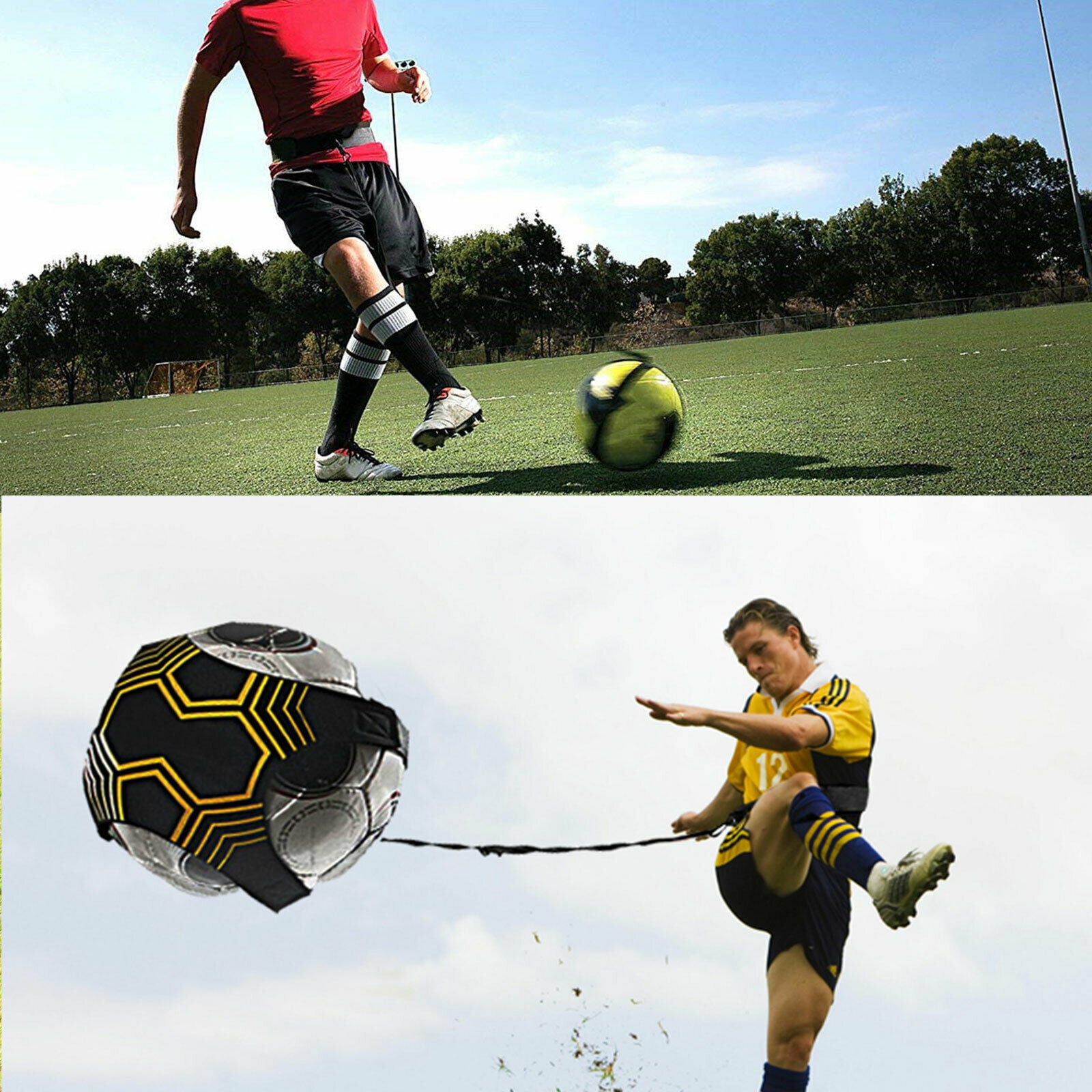 Football Self Training Kick Practice Trainer Aid Equipment Waist Belt Solo Tool 