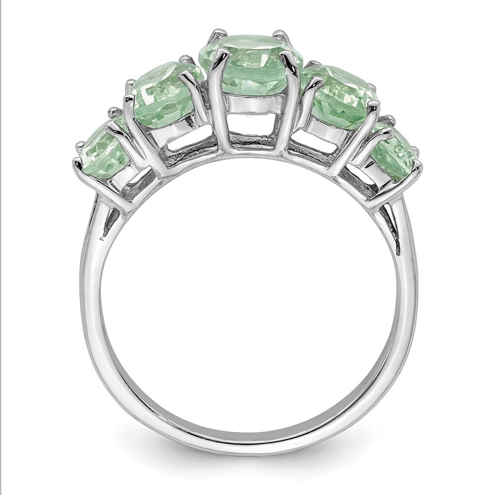 Auriga 925 Sterling Silver 5 Stone Prasiolite Engagement Ring Size 6 for Women