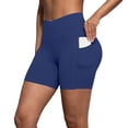 thumbnail image 3 of AKOEE High Waist Leggings for Women Shorts Workout Biker Yoga Tight Shorts with Pockets Stretch Gym Clothes (XL, Dark Blue), 3 of 8