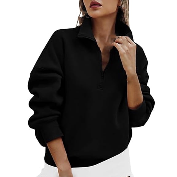 Enjoytime Half Zip Pullover Women Casual Solid Color Long Sleeve Sweatshirt Loose Fall Fashion 2025 Clothes