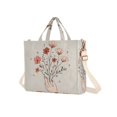 thumbnail image 7 of FORMRS Womens Corduroy Tote Bag Crossbody Shoulder Handbag with Pocket, Red Flower, 7 of 7