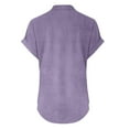 thumbnail image 5 of 3/4 Sleeve Blouses for Women,Womens Slub Cotton Linen Button Down Blouse V-Neck Short Sleeve Solid Color Loose Casual Fashion Breathable Top Purple Xl, 5 of 5
