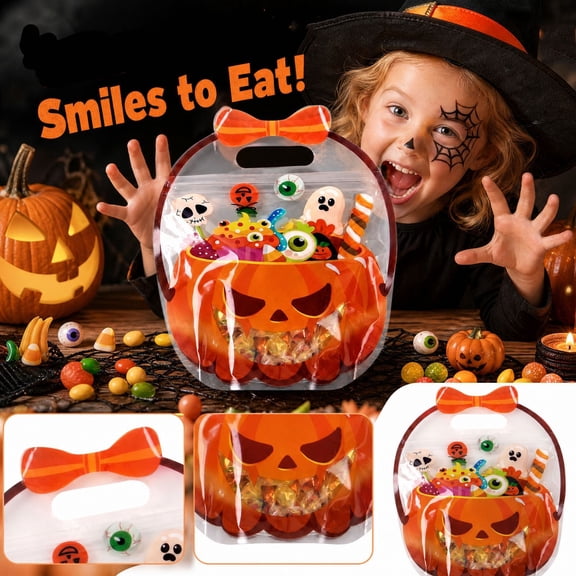 Clearance !50 Pack Halloween Treat Bags, Self-Standing Sealable Goodie Bags for Candy Snacks, Trick-or-Treat Classroom Party Favors