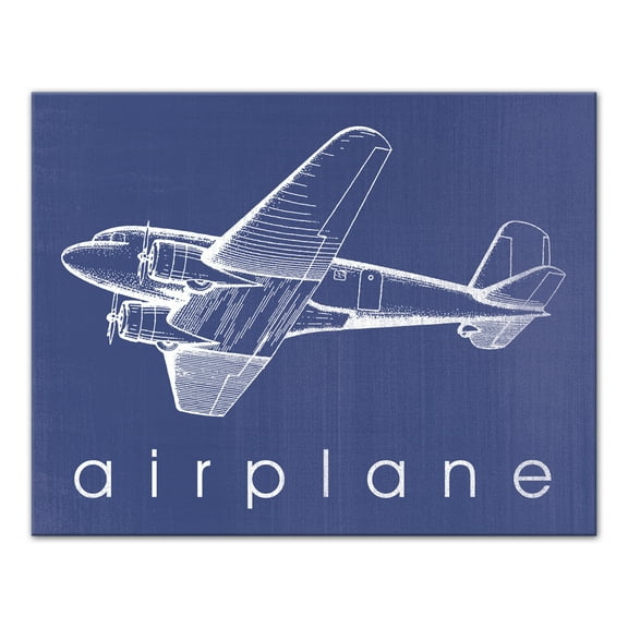 Creative Products A is for Airplane Blue 11x14 Canvas Wall Art