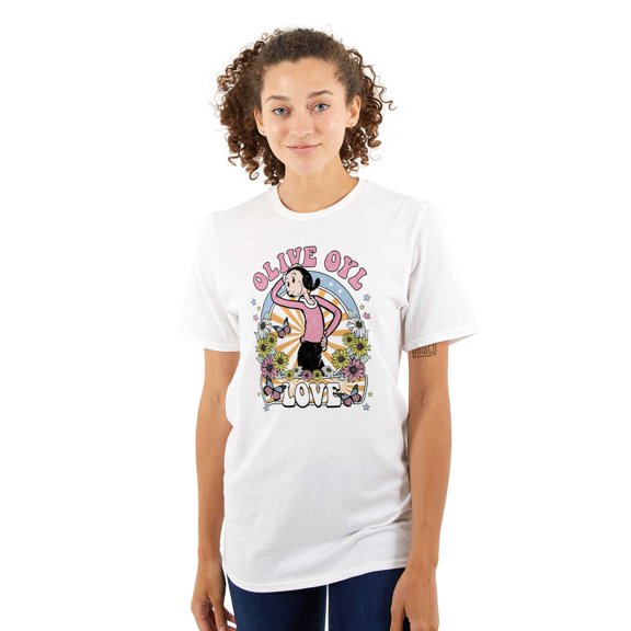 Cute Olive Oyl Cartoon Flower Love Women's Graphic T Shirt Tees Brisco Brands S
