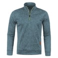 thumbnail image 4 of Havenx Mens Mock Neck Sweatshirt Quarter Zip Long Sleeve Pullover Stand Collar Knitted Pullover Sweatshirt Casual Active Fit Warm Running Outdoor Clothing,Dark Blue 2XL, 4 of 5