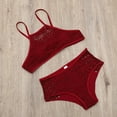 thumbnail image 5 of WREESH Womens Two Piece Swimsuit Halter Lace Lingerie Set High Waisted Bikini Bicolor Fashion Casual Waist Slim Hollow Out Solid Color Bikinis Sets Beach Bathing Suit Red, 5 of 8