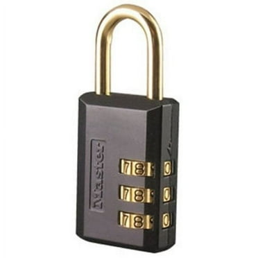 Master Lock Luggage Lock 647D 1-3/16in (30mm), 3/16in Shackle Length, Brass/Satin Nickel, Padlock