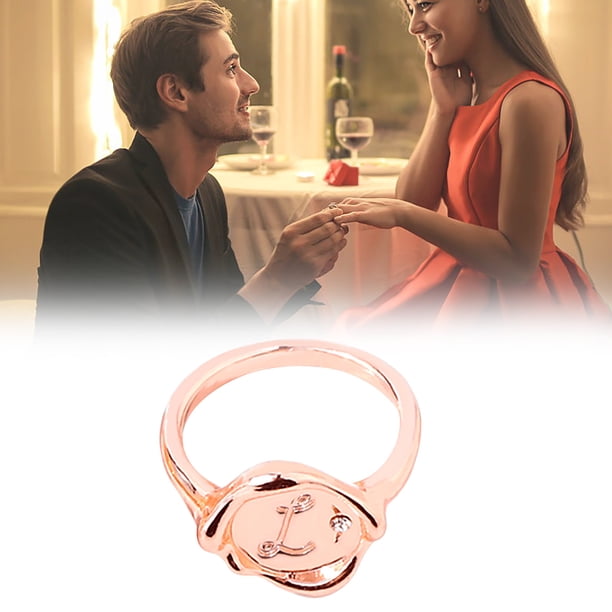 Anillos para mujer, regalos para mujer, anillo de 26 flores con letras inglesas, pulsera de diamantes de oro rosa, anillo de pareja con letras, pendientes de aleación
