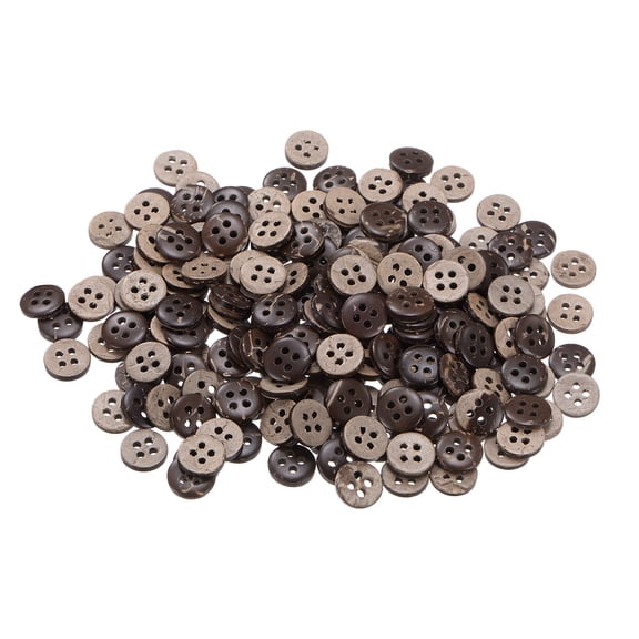 Uxcell 200pcs Sewing Button 3/8"(10mm) 4 Holes Wooden Round Craft Replacement Buttons, Brown