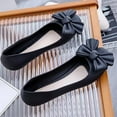 thumbnail image 7 of XIMIN Women's Slip On Shoes Solid Color Foldable Round Toe Cute Bow Trim Bowknot Ballerina Shoes Leather Comfort Flats Wedding Dress Shoes, 7 of 7