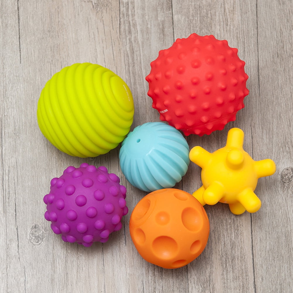 6PCS SENSORY TOUCH MULTIPLE TEXTURED BABY BALLS WITH BB SOUND BATH EDUCATION TOY