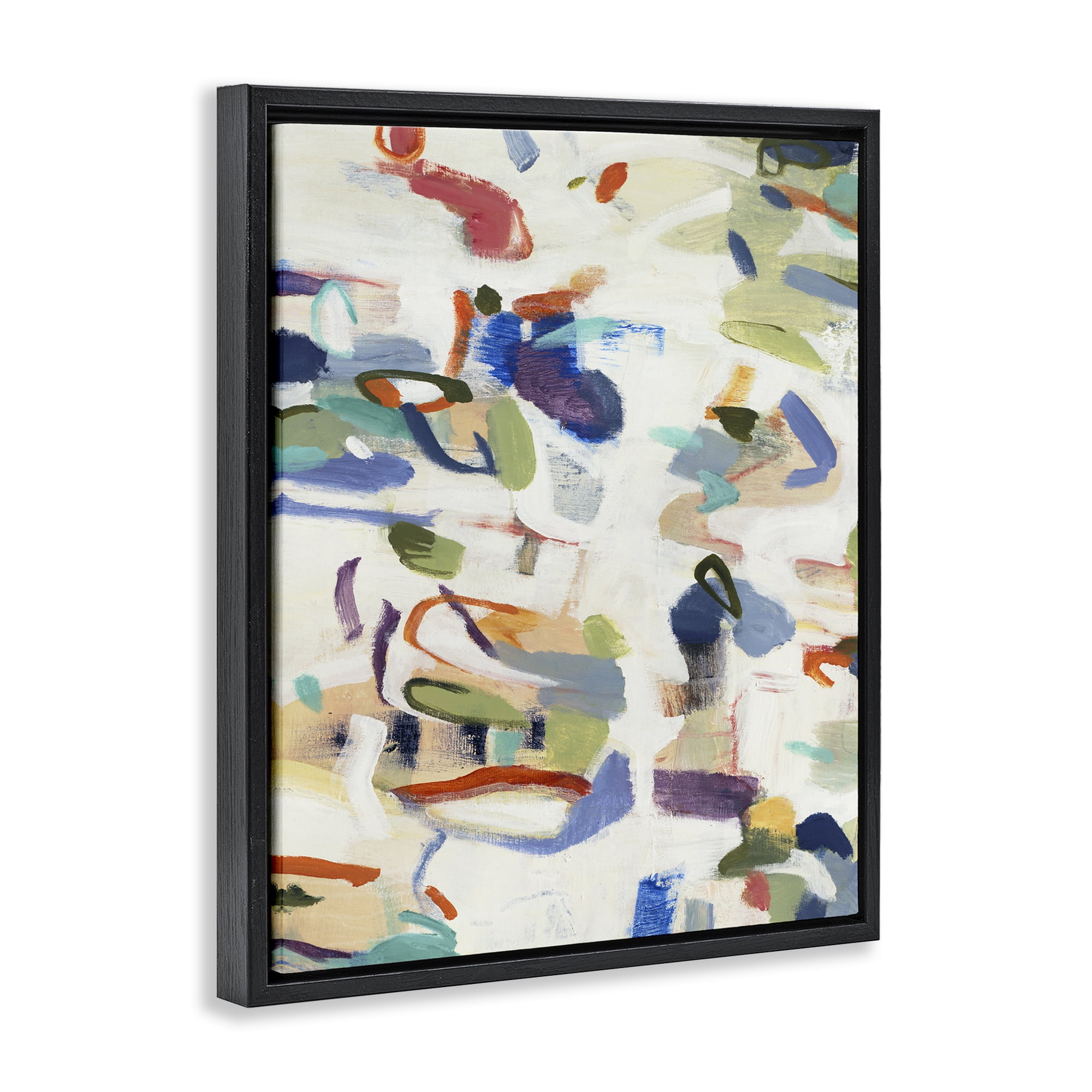 Stupell Industries Expressive Composition Brushstrokes Black Framed Floater Canvas Wall Art, design by Lisa Ridgers