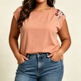 thumbnail image 2 of Diufon Summer Tank Tops for Women Floral Embroidered Cap Sleeve Crewneck Blouse Casual Beach Vacation Shirts, 2 of 9