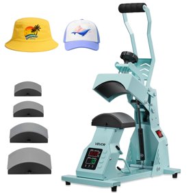 VEVOR Hat Heat Press Machine, with 4pcs Interchangeable Platens, Precise Temperature and Time Control, Hat Press for HTV Iron On and Sublimation Projects, for Caps,Headbands,Cuffs,Face Masks,Green