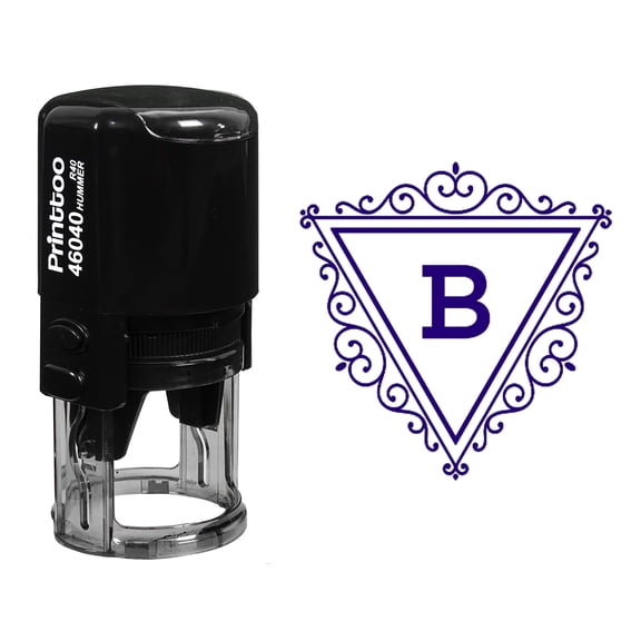 Printtoo Swirl Border Triangle B Alphabet Monogram Initial R-40 Self Inking Rubber Stamp Office Stationary