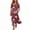 Wine, variant on Erwazi Women's Ruffed Dresses Crew Neck 3/4 Sleeve Print Relaxed Fit Weekend Maxi Dress