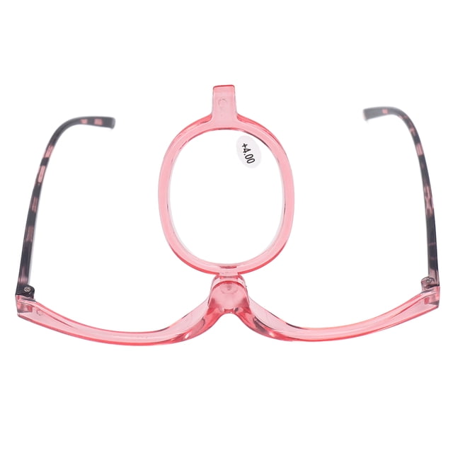 Gafas de maquillaje con aumento, lentes abatibles hacia abajo resistentes a los arañazos, gafas de lectura cosméticas plegables para mujeres +4,00