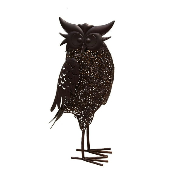 Outdoor Living and Style Solar LED Lighted Owl Outdoor Garden Statue - 16.5" - Brown