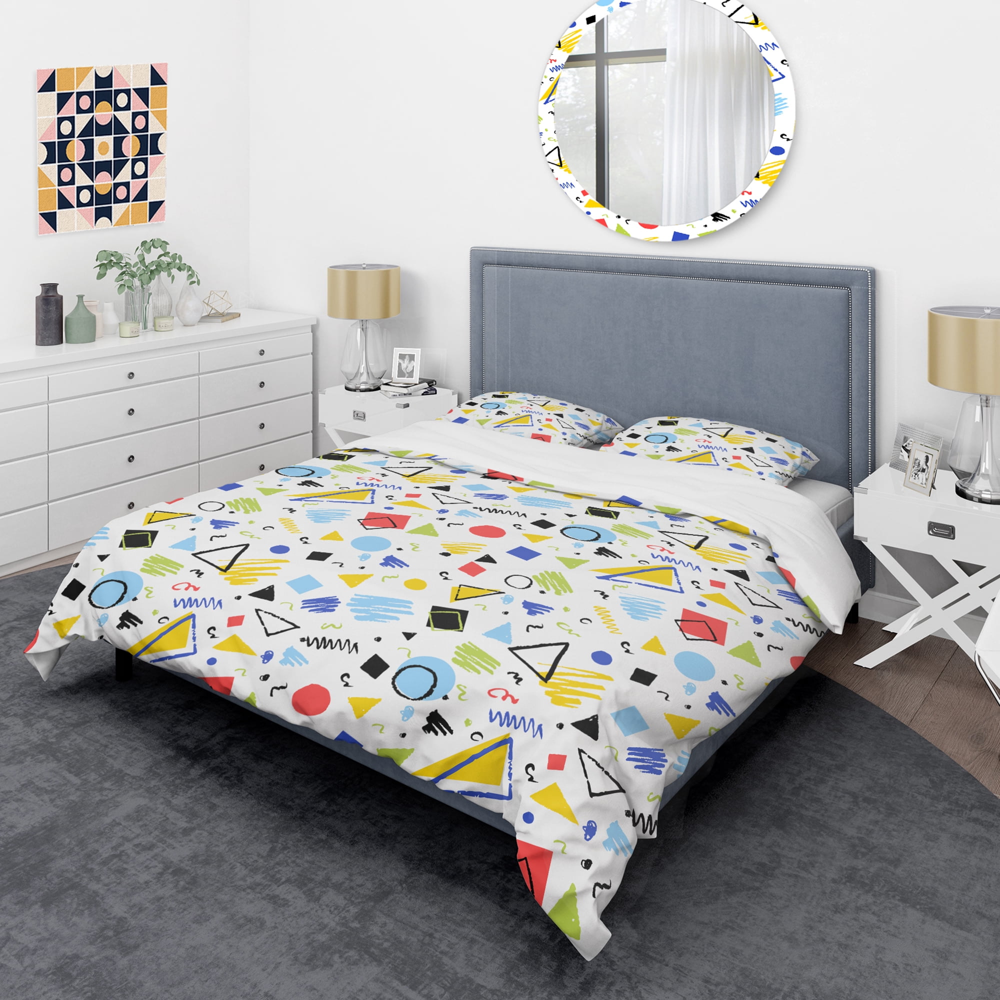 Designart 'Geometric Retro Design III' Mid-Century Modern Duvet Cover Set