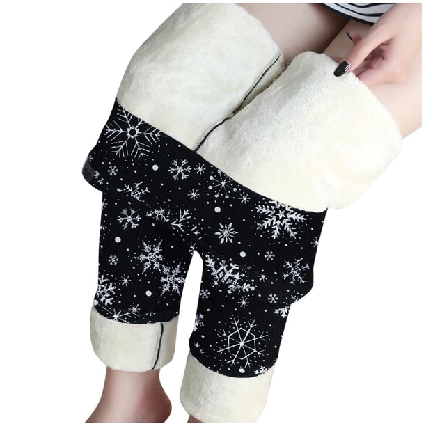 Gibobby pantalones cargo mujer Capris de longitud completa térmica con estampado de cintura alta elástica informal de invierno para mujer(Blanco, XXXL)