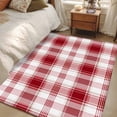thumbnail image 4 of Red Checkered Runner Rug 2.7x5 FT, Non Slip Entryway Carpet, Red White Plaid Farmhouse Washable Soft Floor Carpet Entrance Mat Non-Shedding Throw Rug for Hallway Laundry Room Bedside, 4 of 9