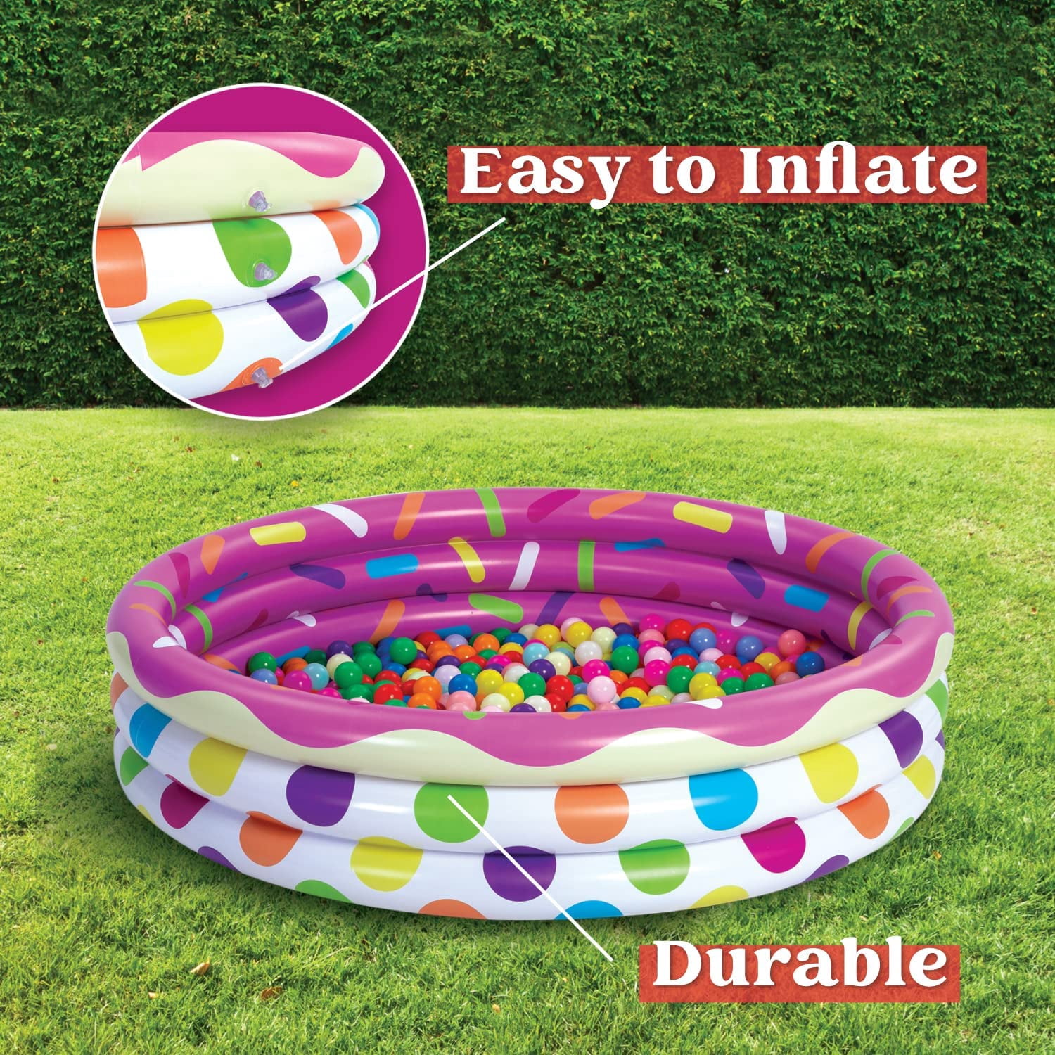 3 Pack Inflatable Kiddie Pools - Watermelon, Pineapple & Cupcake for Kids Indoor Outdoor Summer Fun