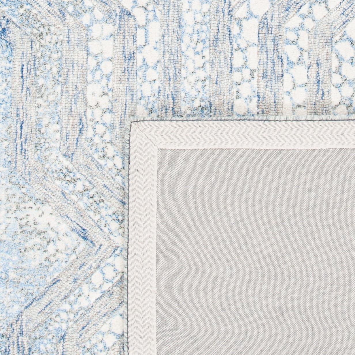 SAFAVIEH Restoration Vintage Rubye Geometric Area Rug, Blue/Ivory, 4' x 6'